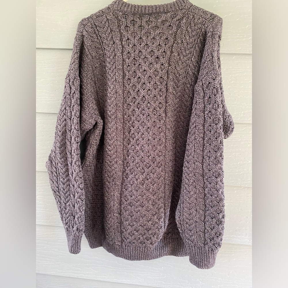 Shannon Woolen Mills Merino Wool Cardigan Sweater XL Charcoal Ireland Fisherman - Picture 3 of 3